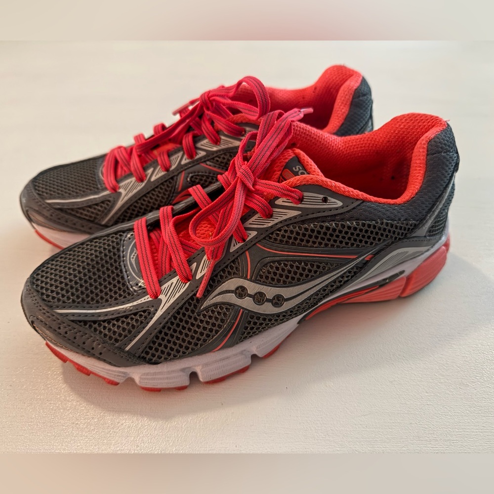 Saucony Charcoal and Crimson Athletic Sneakers
